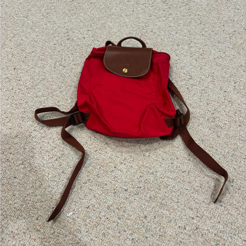 Longchamp Red and Brown Backpack